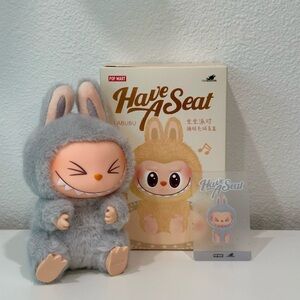 Authentic POP MART Labubu Have a Seat HEHE Gray Color